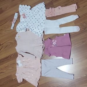 8 piece baby girl 0-3M clothing lot sweater vest leggings shirts Isaac Mizrahi